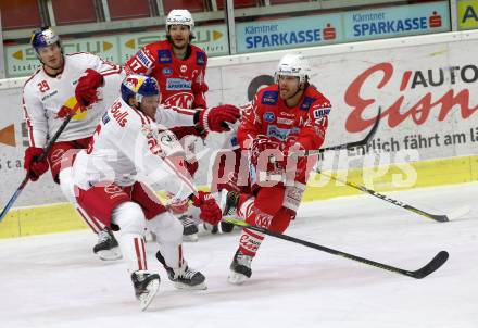 EBEL. Eishockey Bundesliga. KAC gegen	EC Red Bull Salzburg.  Hundertpfund Thomas (KAC), Joslin Derek (Salzburg). Klagenfurt, am 15.1.2021.
Foto: Kuess
www.qspictures.net

---
pressefotos, pressefotografie, kuess, qs, qspictures, sport, bild, bilder, bilddatenbank