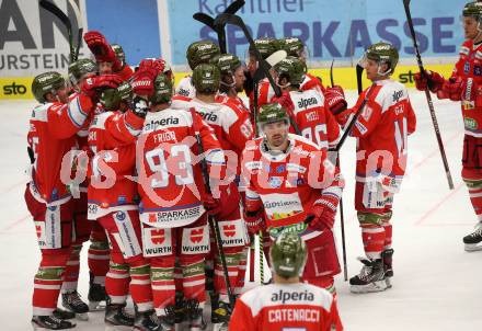 EBEL. Eishockey Bundesliga. VSV gegen HCB Suedtirol Alperia.  Jubel Bozen. Villach, am 15.1.2021.
Foto: Kuess
www.qspictures.net
---
pressefotos, pressefotografie, kuess, qs, qspictures, sport, bild, bilder, bilddatenbank