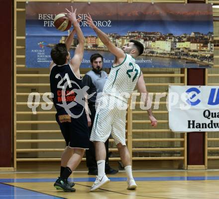 Basketball Zweite Liga 2020/2021. Grunddurchgang 16. Runde. KOS Celovec gegen BBC Nord Dragonz. Marin Sliskovic (KOS Celovec), Lukas Knor  (BBC Nord Dragonz). Klagenfurt, am 16.1.2021.
Foto: Kuess
www.qspictures.net

---
pressefotos, pressefotografie, kuess, qs, qspictures, sport, bild, bilder, bilddatenbank