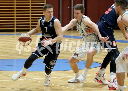 Basketball Zweite Liga 2020/2021. Grunddurchgang 16. Runde. KOS Celovec gegen BBC Nord Dragonz. Andi Smrtnik (KOS Celovec), Dragisa Najdanovic  (BBC Nord Dragonz). Klagenfurt, am 16.1.2021.
Foto: Kuess
www.qspictures.net

---
pressefotos, pressefotografie, kuess, qs, qspictures, sport, bild, bilder, bilddatenbank