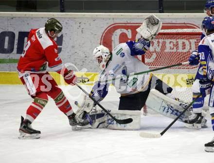 EBEL. Eishockey Bundesliga. VSV gegen HCB Suedtirol Alperia.  Kristers Gudlevskis,  (VSV), Marco Insam (Bozen). Villach, am 15.1.2021.
Foto: Kuess
www.qspictures.net
---
pressefotos, pressefotografie, kuess, qs, qspictures, sport, bild, bilder, bilddatenbank
