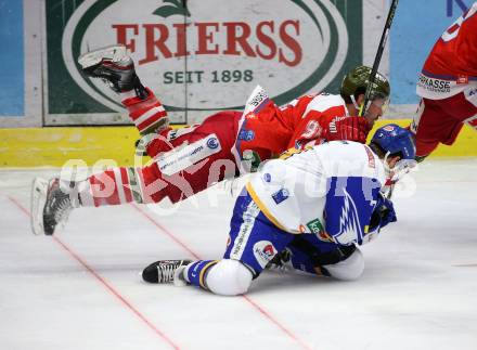 EBEL. Eishockey Bundesliga. VSV gegen HCB Suedtirol Alperia.  Felix Maxa,  (VSV), Michael Halmo (Bozen). Villach, am 15.1.2021.
Foto: Kuess
www.qspictures.net
---
pressefotos, pressefotografie, kuess, qs, qspictures, sport, bild, bilder, bilddatenbank