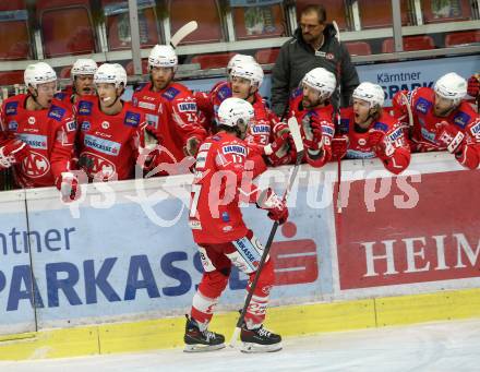 EBEL. Eishockey Bundesliga. KAC gegen	EC Red Bull Salzburg. Torjubel  Ganahl Manuel (KAC). Klagenfurt, am 15.1.2021.
Foto: Kuess
www.qspictures.net

---
pressefotos, pressefotografie, kuess, qs, qspictures, sport, bild, bilder, bilddatenbank