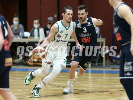 Basketball Zweite Liga 2020/2021. Grunddurchgang 16. Runde. KOS Celovec gegen BBC Nord Dragonz. Anze Kos (KOS Celovec), Petar Cosic  (BBC Nord Dragonz). Klagenfurt, am 16.1.2021.
Foto: Kuess
www.qspictures.net

---
pressefotos, pressefotografie, kuess, qs, qspictures, sport, bild, bilder, bilddatenbank
