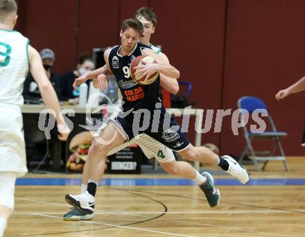 Basketball Zweite Liga 2020/2021. Grunddurchgang 16. Runde. KOS Celovec gegen BBC Nord Dragonz. Samuel Seher (KOS Celovec), Fran Selakovic  (BBC Nord Dragonz). Klagenfurt, am 16.1.2021.
Foto: Kuess
www.qspictures.net

---
pressefotos, pressefotografie, kuess, qs, qspictures, sport, bild, bilder, bilddatenbank