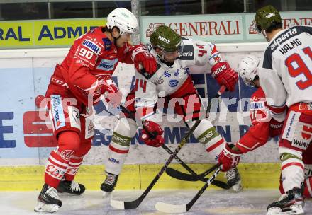 EBEL. Eishockey Bundesliga. KAC gegen	HCB Suedtirol Alperia. Matthew Fraser (KAC), Plastino Nicholas (Bozen). Klagenfurt, am 17.1.2021.
Foto: Kuess
www.qspictures.net

---
pressefotos, pressefotografie, kuess, qs, qspictures, sport, bild, bilder, bilddatenbank