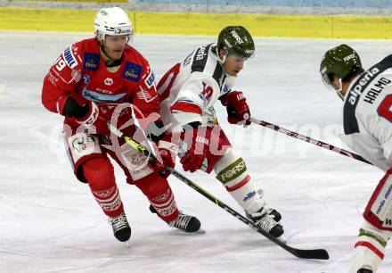 EBEL. Eishockey Bundesliga. KAC gegen	HCB Suedtirol Alperia. Stefan Geier,  (KAC), Gazley Dustin (Bozen). Klagenfurt, am 17.1.2021.
Foto: Kuess
www.qspictures.net

---
pressefotos, pressefotografie, kuess, qs, qspictures, sport, bild, bilder, bilddatenbank