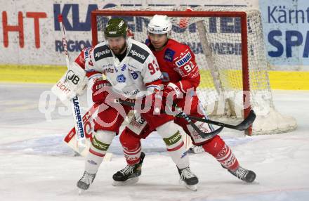 EBEL. Eishockey Bundesliga. KAC gegen	HCB Suedtirol Alperia. Clemens Unterweger (KAC), Frigo Luca (Bozen). Klagenfurt, am 17.1.2021.
Foto: Kuess
www.qspictures.net

---
pressefotos, pressefotografie, kuess, qs, qspictures, sport, bild, bilder, bilddatenbank