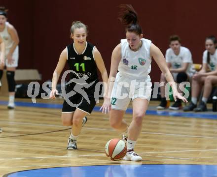 Basketball Damen Superliga 2020/2021. Grunddurchgang 10. Runde.  KOS Celovec Damen gegen Basket Flames. Patricia Struhar (KOS Celovec),  Marion Augustin  (Basket Flames). Klagenfurt, am 16.1.2021.
Foto: Kuess
www.qspictures.net

---
pressefotos, pressefotografie, kuess, qs, qspictures, sport, bild, bilder, bilddatenbank
