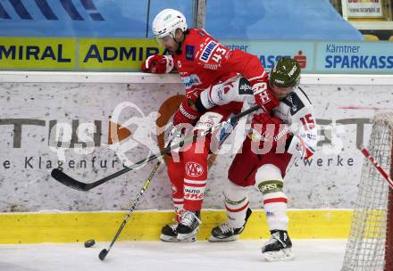 EBEL. Eishockey Bundesliga. KAC gegen	HCB Suedtirol Alperia.  Dennis Sticha, (KAC), Stollery Karl David (Bozen). Klagenfurt, am 17.1.2021.
Foto: Kuess
www.qspictures.net

---
pressefotos, pressefotografie, kuess, qs, qspictures, sport, bild, bilder, bilddatenbank