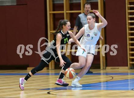 Basketball Damen Superliga 2020/2021. Grunddurchgang 10. Runde.  KOS Celovec Damen gegen Basket Flames. Nikolina Sofric (KOS Celovec), Lena Mersch (Basket Flames). Klagenfurt, am 16.1.2021.
Foto: Kuess
www.qspictures.net

---
pressefotos, pressefotografie, kuess, qs, qspictures, sport, bild, bilder, bilddatenbank