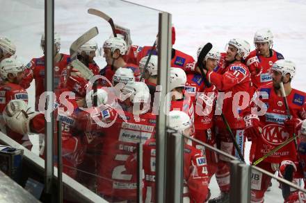 EBEL. Eishockey Bundesliga. KAC gegen	HCB Suedtirol Alperia.  Jubel KAC. Klagenfurt, am 17.1.2021.
Foto: Kuess
www.qspictures.net

---
pressefotos, pressefotografie, kuess, qs, qspictures, sport, bild, bilder, bilddatenbank
