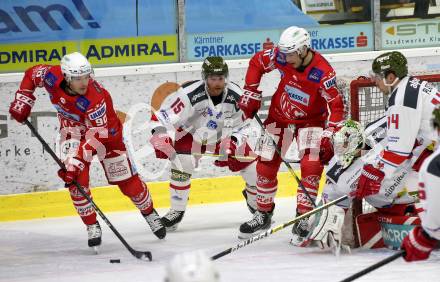 EBEL. Eishockey Bundesliga. KAC gegen	HCB Suedtirol Alperia. Matthew Fraser, Lukas Haudum, (KAC), Stollery Karl David, Leland Irving (Bozen). Klagenfurt, am 17.1.2021.
Foto: Kuess
www.qspictures.net

---
pressefotos, pressefotografie, kuess, qs, qspictures, sport, bild, bilder, bilddatenbank