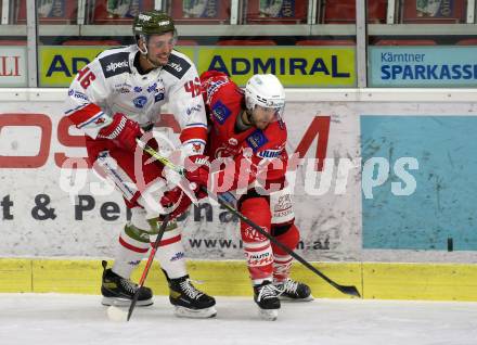 EBEL. Eishockey Bundesliga. KAC gegen	HCB Suedtirol Alperia.  Manuel Ganahl, (KAC), Deluca Ivan (Bozen). Klagenfurt, am 17.1.2021.
Foto: Kuess
www.qspictures.net

---
pressefotos, pressefotografie, kuess, qs, qspictures, sport, bild, bilder, bilddatenbank