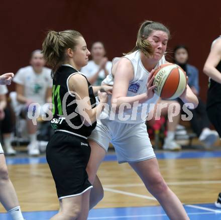 Basketball Damen Superliga 2020/2021. Grunddurchgang 10. Runde.  KOS Celovec Damen gegen Basket Flames. Nikolina Sofric (KOS Celovec), Marion Augustin (Basket Flames). Klagenfurt, am 16.1.2021.
Foto: Kuess
www.qspictures.net

---
pressefotos, pressefotografie, kuess, qs, qspictures, sport, bild, bilder, bilddatenbank