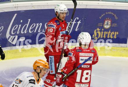 EBEL. Eishockey Bundesliga. KAC gegen	Black Wings 1992 Linz. Torjubel Matthew Fraser, Thomas Koch (KAC). Klagenfurt, am 24.1.2021.
Foto: Kuess
www.qspictures.net

---
pressefotos, pressefotografie, kuess, qs, qspictures, sport, bild, bilder, bilddatenbank