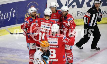 EBEL. Eishockey Bundesliga. KAC gegen	Black Wings 1992 Linz. Torjubel Matthew Fraser, Thomas Koch, Paul Postma, Rok Ticar, Nicholas Eric Petersen (KAC). Klagenfurt, am 24.1.2021.
Foto: Kuess
www.qspictures.net

---
pressefotos, pressefotografie, kuess, qs, qspictures, sport, bild, bilder, bilddatenbank