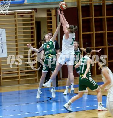 Basketball Damen Superliga 2020/2021. Grunddurchgang 4. Runde.  KOS Celovec Damen gegen  UBI Graz.  Nikolina Sofric (KOS Celovec), Camilla Neumann (Graz). Klagenfurt, am 26.1.2021.
Foto: Kuess
www.qspictures.net

---
pressefotos, pressefotografie, kuess, qs, qspictures, sport, bild, bilder, bilddatenbank