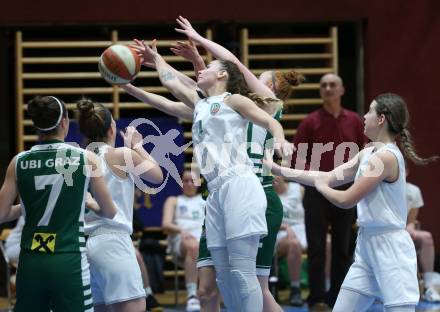 Basketball Damen Superliga 2020/2021. Grunddurchgang 4. Runde.  KOS Celovec Damen gegen  UBI Graz. Tina More (KOS Celovec), Erin Foxhal (Graz). Klagenfurt, am 26.1.2021.
Foto: Kuess
www.qspictures.net

---
pressefotos, pressefotografie, kuess, qs, qspictures, sport, bild, bilder, bilddatenbank
