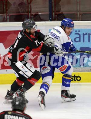 EBEL. Eishockey Bundesliga. VSV gegen Bratislava Capitals. Renars Krastenbergs,   (VSV), Eduard Sedivy (Bratislava). Villach, am 29.1.2021.
Foto: Kuess
www.qspictures.net
---
pressefotos, pressefotografie, kuess, qs, qspictures, sport, bild, bilder, bilddatenbank