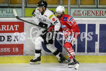 EBEL. Eishockey Bundesliga. KAC gegen	Dornbirner EC. Martin Schumnig,  (KAC), Andrew Michael Yogan (Dornbirn). Klagenfurt, am 31.1.2021.
Foto: Kuess
www.qspictures.net

---
pressefotos, pressefotografie, kuess, qs, qspictures, sport, bild, bilder, bilddatenbank