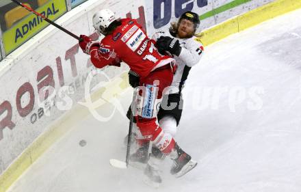 EBEL. Eishockey Bundesliga. KAC gegen	Dornbirner EC.  Manuel Ganahl, (KAC), Saku Salmela  (Dornbirn). Klagenfurt, am 31.1.2021.
Foto: Kuess
www.qspictures.net

---
pressefotos, pressefotografie, kuess, qs, qspictures, sport, bild, bilder, bilddatenbank