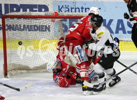 EBEL. Eishockey Bundesliga. KAC gegen	Dornbirner EC. Rok Ticar, Clemens Unterweger, (KAC), Anthony Luciani  (Dornbirn). Klagenfurt, am 31.1.2021.
Foto: Kuess
www.qspictures.net

---
pressefotos, pressefotografie, kuess, qs, qspictures, sport, bild, bilder, bilddatenbank