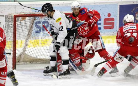 EBEL. Eishockey Bundesliga. KAC gegen	Dornbirner EC. Thomas Vallant,  (KAC),  Andrew Michael Yogan (Dornbirn). Klagenfurt, am 31.1.2021.
Foto: Kuess
www.qspictures.net

---
pressefotos, pressefotografie, kuess, qs, qspictures, sport, bild, bilder, bilddatenbank