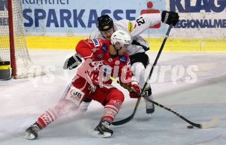EBEL. Eishockey Bundesliga. KAC gegen	Dornbirner EC. Lukas Haudum,  (KAC), Henrik Johan Nilsson (Dornbirn). Klagenfurt, am 31.1.2021.
Foto: Kuess
www.qspictures.net

---
pressefotos, pressefotografie, kuess, qs, qspictures, sport, bild, bilder, bilddatenbank