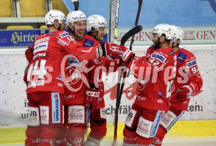 EBEL. Eishockey Bundesliga. KAC gegen	Dornbirner EC. Torjubel Nicholas ERic Petersen, Manuel Ganahl, Paul Postma, Rok Ticar, Clemens Unterweger (KAC). Klagenfurt, am 31.1.2021.
Foto: Kuess
www.qspictures.net

---
pressefotos, pressefotografie, kuess, qs, qspictures, sport, bild, bilder, bilddatenbank