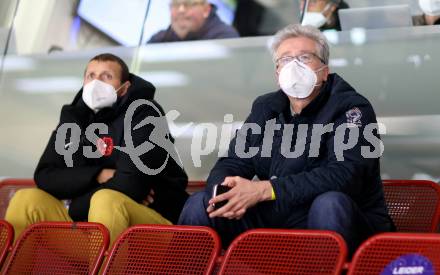 EBEL. Eishockey Bundesliga. VSV gegen Vienna Capitals.  Philipp Pinter, Nationalteam Trainer Roger Bader. Villach, am 2.2.2021.
Foto: Kuess
www.qspictures.net
---
pressefotos, pressefotografie, kuess, qs, qspictures, sport, bild, bilder, bilddatenbank