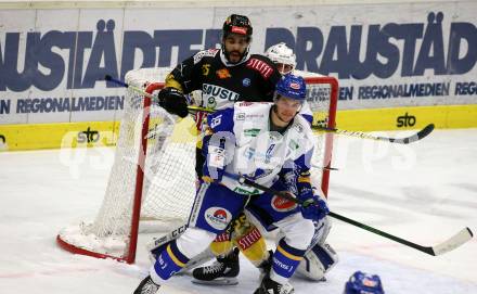 EBEL. Eishockey Bundesliga. VSV gegen Vienna Capitals.  Stefan Bacher,  (VSV), Darren Archibald (Vienna Capitals). Villach, am 2.2.2021.
Foto: Kuess
www.qspictures.net
---
pressefotos, pressefotografie, kuess, qs, qspictures, sport, bild, bilder, bilddatenbank