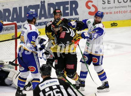 EBEL. Eishockey Bundesliga. VSV gegen Vienna Capitals.  Stefan Bacher, Jerry Pollastrone, (VSV), Darren Archibald  (Vienna Capitals). Villach, am 2.2.2021.
Foto: Kuess
www.qspictures.net
---
pressefotos, pressefotografie, kuess, qs, qspictures, sport, bild, bilder, bilddatenbank