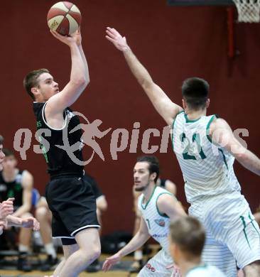 Basketball Zweite Liga 2020/2021. Grunddurchgang 18. Runde. KOS Celovec gegen Union Deutsch Wagram Alligators. Marin Sliskovic (KOS Celovec),  Nikolic Nikica  (Union Deutsch Wagram Alligators). Klagenfurt, am 6.2.2021.
Foto: Kuess
www.qspictures.net

---
pressefotos, pressefotografie, kuess, qs, qspictures, sport, bild, bilder, bilddatenbank