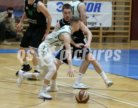 Basketball Zweite Liga 2020/2021. Grunddurchgang 18. Runde. KOS Celovec gegen Union Deutsch Wagram Alligators. Jernej Heine Andolsek (KOS Celovec), Nikolic Nikica  (Union Deutsch Wagram Alligators). Klagenfurt, am 6.2.2021.
Foto: Kuess
www.qspictures.net

---
pressefotos, pressefotografie, kuess, qs, qspictures, sport, bild, bilder, bilddatenbank