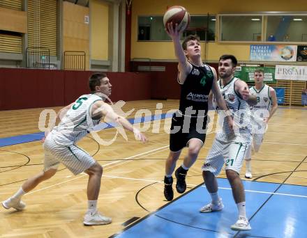 Basketball Zweite Liga 2020/2021. Grunddurchgang 18. Runde. KOS Celovec gegen Union Deutsch Wagram Alligators. Andi Smrtnik, Marin Sliskovic (KOS Celovec), Nikola Letic  (Union Deutsch Wagram Alligators). Klagenfurt, am 6.2.2021.
Foto: Kuess
www.qspictures.net

---
pressefotos, pressefotografie, kuess, qs, qspictures, sport, bild, bilder, bilddatenbank