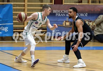 Basketball Zweite Liga 2020/2021. Grunddurchgang 18. Runde. KOS Celovec gegen Union Deutsch Wagram Alligators. Jernej Heine Andolsek (KOS Celovec), Nikhil Sacher  (Union Deutsch Wagram Alligators). Klagenfurt, am 6.2.2021.
Foto: Kuess
www.qspictures.net

---
pressefotos, pressefotografie, kuess, qs, qspictures, sport, bild, bilder, bilddatenbank