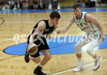 Basketball Zweite Liga 2020/2021. Grunddurchgang 18. Runde. KOS Celovec gegen Union Deutsch Wagram Alligators.  Jernej Heine Andolsek (KOS Celovec), Nikola Letic (Union Deutsch Wagram Alligators). Klagenfurt, am 6.2.2021.
Foto: Kuess
www.qspictures.net

---
pressefotos, pressefotografie, kuess, qs, qspictures, sport, bild, bilder, bilddatenbank