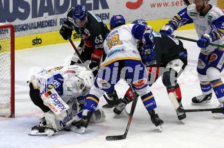 EBEL. Eishockey Bundesliga. VSV gegen HC TWK Innsbruck. Jakub Sedlacek, Stefan Bacher,   (VSV), Braden Dean Christoffer, Samuel Michael Herr (Innsbruck). Villach, am 7.2.2021.
Foto: Kuess
www.qspictures.net
---
pressefotos, pressefotografie, kuess, qs, qspictures, sport, bild, bilder, bilddatenbank