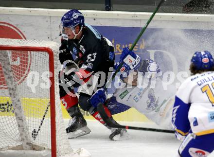 EBEL. Eishockey Bundesliga. VSV gegen HC TWK Innsbruck. Renars Krastenbergs,  (VSV), Braden Dean Christoffer  (Innsbruck). Villach, am 7.2.2021.
Foto: Kuess
www.qspictures.net
---
pressefotos, pressefotografie, kuess, qs, qspictures, sport, bild, bilder, bilddatenbank