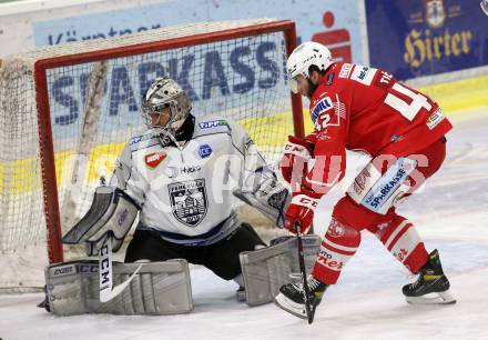 EBEL. Eishockey Bundesliga. KAC gegen	Fehervar AV19. Ticar Rok (KAC),  Kornakker Daniel (Fehervar AV19). Klagenfurt, am 7.2.2021.
Foto: Kuess
www.qspictures.net

---
pressefotos, pressefotografie, kuess, qs, qspictures, sport, bild, bilder, bilddatenbank