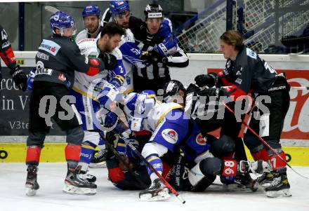 EBEL. Eishockey Bundesliga. VSV gegen HC TWK Innsbruck. Scott Kosmachuk, Sebastian Zauner, Jerry Pollastrone, Frederik Allard,  (VSV),   Jan Lattner, Christof Kromp (Innsbruck). Villach, am 7.2.2021.
Foto: Kuess
www.qspictures.net
---
pressefotos, pressefotografie, kuess, qs, qspictures, sport, bild, bilder, bilddatenbank