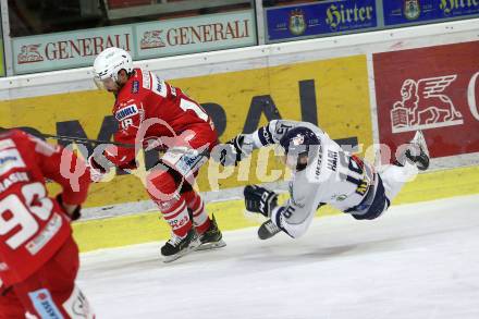 EBEL. Eishockey Bundesliga. KAC gegen	Fehervar AV19. Koch Thomas (KAC), Hari Janos (Fehervar AV19). Klagenfurt, am 7.2.2021.
Foto: Kuess
www.qspictures.net

---
pressefotos, pressefotografie, kuess, qs, qspictures, sport, bild, bilder, bilddatenbank