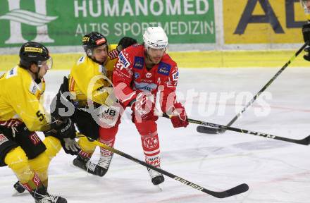 EBEL. Eishockey Bundesliga. KAC gegen	spusu Vienna Capitals. Hundertpfund Thomas (KAC), Antal Patrick (Vienna Capitals). Klagenfurt, am 14.2.2021.
Foto: Kuess
www.qspictures.net

---
pressefotos, pressefotografie, kuess, qs, qspictures, sport, bild, bilder, bilddatenbank