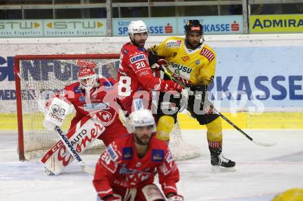 EBEL. Eishockey Bundesliga. KAC gegen	spusu Vienna Capitals. Schumnig Martin, Dahm Sebastian  (KAC),  Wukovits Ali (Vienna Capitals). Klagenfurt, am 14.2.2021.
Foto: Kuess
www.qspictures.net

---
pressefotos, pressefotografie, kuess, qs, qspictures, sport, bild, bilder, bilddatenbank