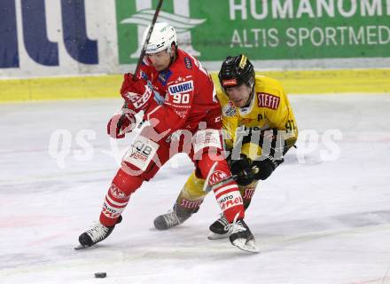 EBEL. Eishockey Bundesliga. KAC gegen	spusu Vienna Capitals. Fraser Matthew (KAC), Vause Taylor (Vienna Capitals). Klagenfurt, am 14.2.2021.
Foto: Kuess
www.qspictures.net

---
pressefotos, pressefotografie, kuess, qs, qspictures, sport, bild, bilder, bilddatenbank