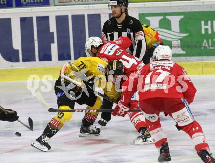 EBEL. Eishockey Bundesliga. KAC gegen	spusu Vienna Capitals. Ticar Rok (KAC), Nissner Benjamin (Vienna Capitals). Klagenfurt, am 14.2.2021.
Foto: Kuess
www.qspictures.net

---
pressefotos, pressefotografie, kuess, qs, qspictures, sport, bild, bilder, bilddatenbank