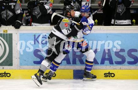 EBEL. Eishockey Bundesliga. VSV gegen Dornbirn Bulldogs.  Josef Hrabal,  (VSV), Sam Antonitsch (Dornbirn). Villach, am 14.2.2021.
Foto: Kuess
www.qspictures.net
---
pressefotos, pressefotografie, kuess, qs, qspictures, sport, bild, bilder, bilddatenbank