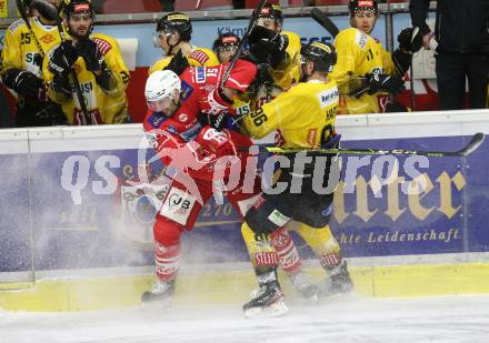 EBEL. Eishockey Bundesliga. KAC gegen	spusu Vienna Capitals. Gregorc Blaz (KAC), Hartl Nikolaus (Vienna Capitals). Klagenfurt, am 14.2.2021.
Foto: Kuess
www.qspictures.net

---
pressefotos, pressefotografie, kuess, qs, qspictures, sport, bild, bilder, bilddatenbank