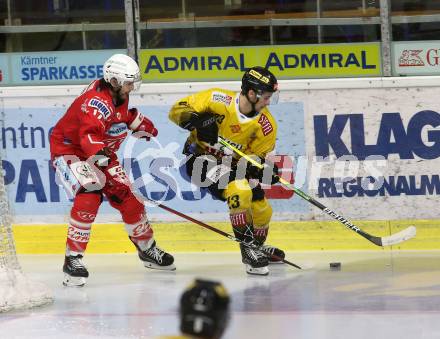 EBEL. Eishockey Bundesliga. KAC gegen	spusu Vienna Capitals. Ganahl Manuel (KAC), Artner Fabio (Vienna Capitals). Klagenfurt, am 14.2.2021.
Foto: Kuess
www.qspictures.net

---
pressefotos, pressefotografie, kuess, qs, qspictures, sport, bild, bilder, bilddatenbank
